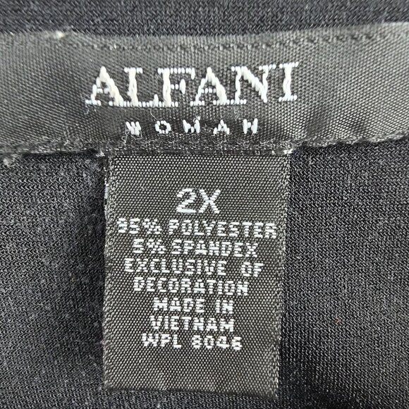 Alfani Womens 2X Black Floral Print Top With Tie Sleeves Polyester & Spandex - Picture 4 of 7